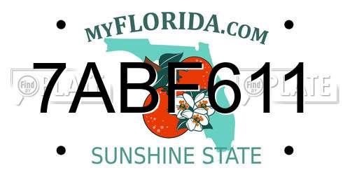 7ABF611 Florida License Plate