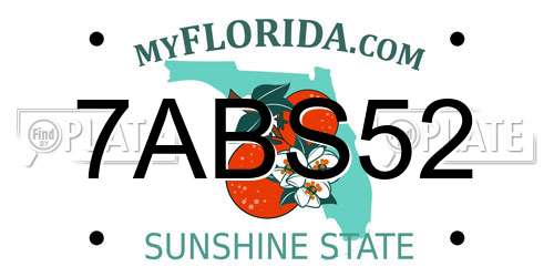 7ABS52 Florida License Plate