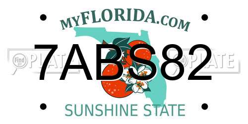 7ABS82 Florida License Plate