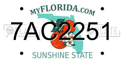 7AC2251 Florida License Plate