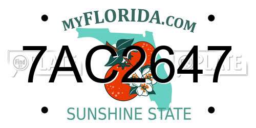 7AC2647 Florida License Plate