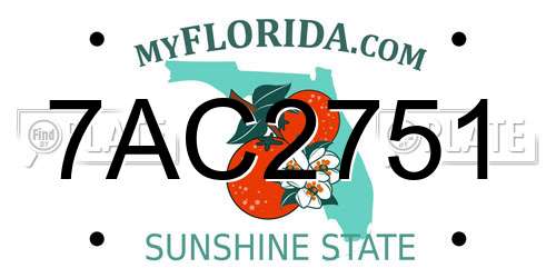 7AC2751 Florida License Plate