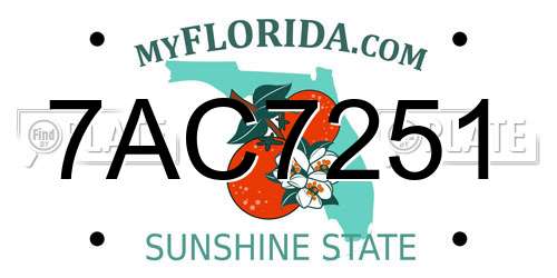 7AC7251 Florida License Plate