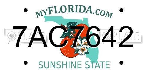 7AC7642 Florida License Plate