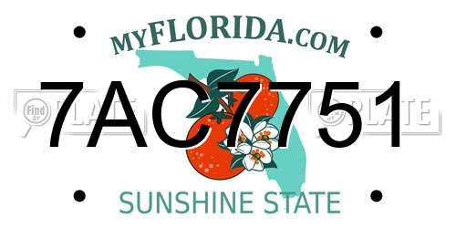 7AC7751 Florida License Plate