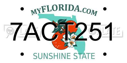 7ACT251 Florida License Plate