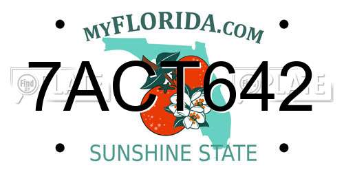 7ACT642 Florida License Plate