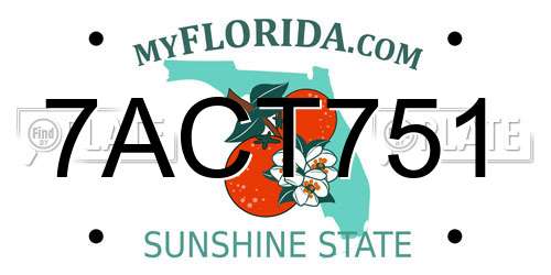 7ACT751 Florida License Plate