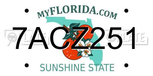 7ACZ251 Florida License Plate