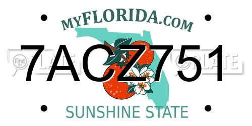 7ACZ751 Florida License Plate