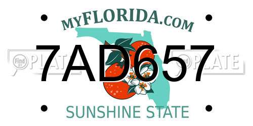 7AD657 Florida License Plate