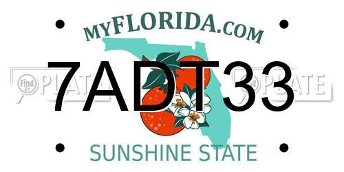 7ADT33 Florida License Plate
