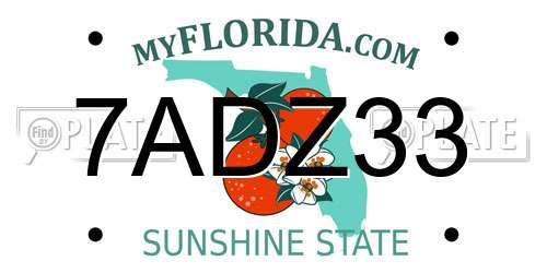 7ADZ33 Florida License Plate