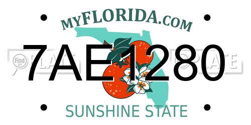 7AE1280 Florida License Plate