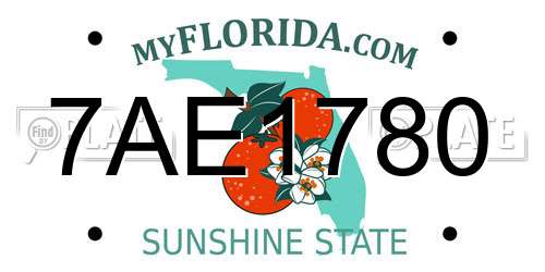 7AE1780 Florida License Plate