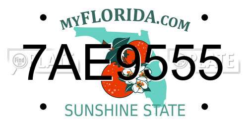 7AE9555 Florida License Plate