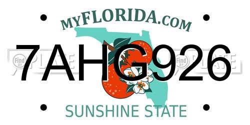 7AHG926 Florida License Plate
