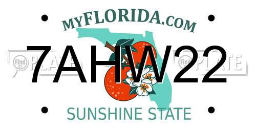 7AHW22 Florida License Plate