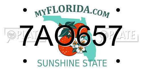 7AO657 Florida License Plate