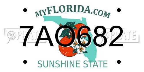 7AO682 Florida License Plate