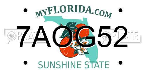 7AOG52 Florida License Plate