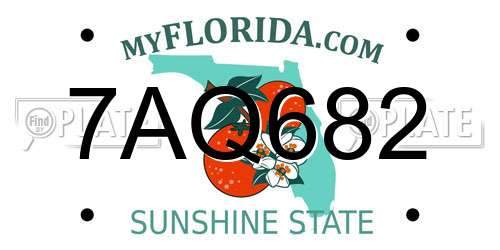 7AQ682 Florida License Plate