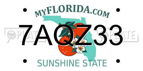 7AQZ33 Florida License Plate