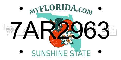 7AR2963 Florida License Plate