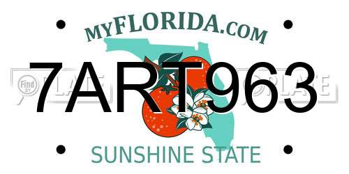 7ART963 Florida License Plate