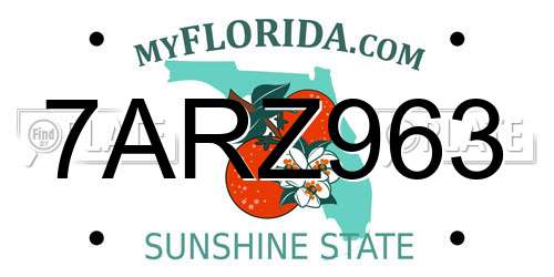 7ARZ963 Florida License Plate