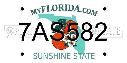 7AS582 Florida License Plate