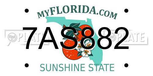 7AS882 Florida License Plate