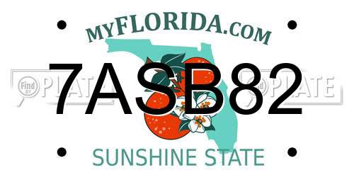 7ASB82 Florida License Plate