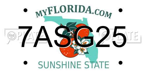 7ASG25 Florida License Plate
