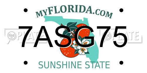 7ASG75 Florida License Plate