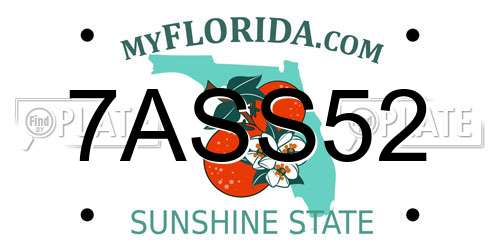 7ASS52 Florida License Plate