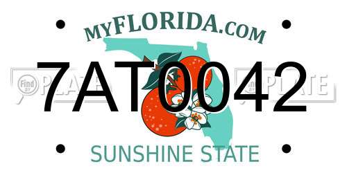 7AT0042 Florida License Plate