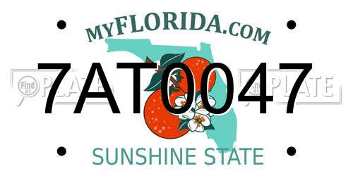7AT0047 Florida License Plate