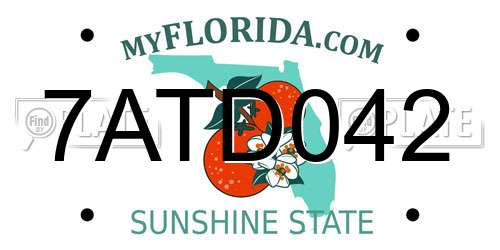 7ATD042 Florida License Plate