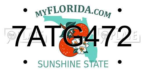 7ATG472 Florida License Plate
