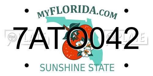 7ATO042 Florida License Plate