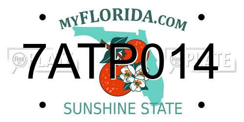 7ATP014 Florida License Plate