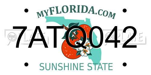 7ATQ042 Florida License Plate