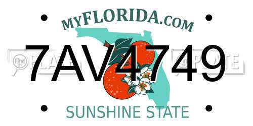7AV4749 Florida License Plate