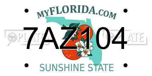 7AZ104 Florida License Plate