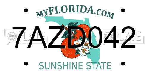 7AZD042 Florida License Plate