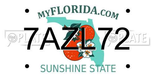 7AZL72 Florida License Plate