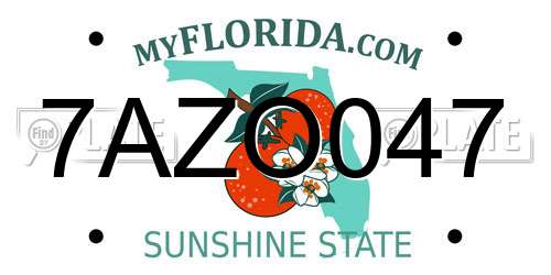 7AZO047 Florida License Plate