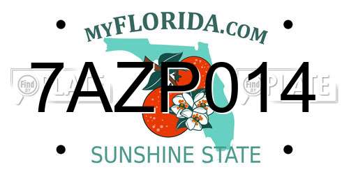 7AZP014 Florida License Plate