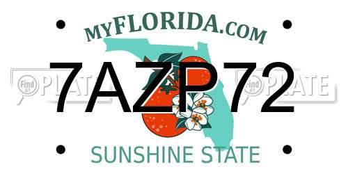 7AZP72 Florida License Plate